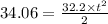 34.06=\frac{32.2\times t^2}{2}