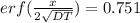 erf(\frac{x}{2\sqrt{DT}}) = 0.751