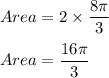 Area=2\times \dfrac{8\pi}{3}\\\\Area=\dfrac{16\pi}{3}