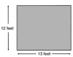 What's the area of the room in this diagram? a. 156 square feetb. 84 square feetc. 166 square feetd.