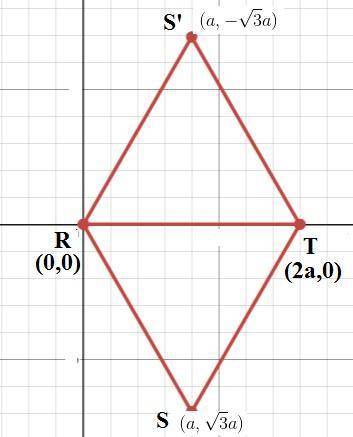 In equilateral triangle rst, r has coordinates (0, 0) and t has coordinates of (2a, 0). find the coo
