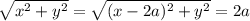\sqrt{x^2+y^2}=\sqrt{(x-2a)^2+y^2}=2a