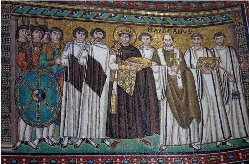 Which of the following types of attendants are represented in this mosaic?