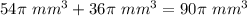 54\pi\ mm^{3}+36\pi\ mm^{3}=90\pi\ mm^{3}