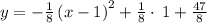 y=-\frac{1}{8}\left(x-1\right)^2+\frac{1}{8}\cdot \:1+\frac{47}{8}