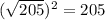 (\sqrt{205})^{2}=205