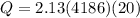 Q = 2.13(4186)(20)