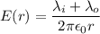 E(r)=\dfrac{\lambda_{i}+\lambda_{o}}{2\pi\epsilon_{0}r}