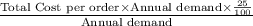 \frac{\textup{Total Cost per order}\times\textup{Annual demand}\times\frac{25}{100}}{\textup{Annual demand}}