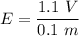 E=\dfrac{1.1\ V}{0.1\ m}