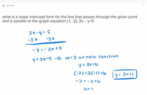 What is a slope intercept form for the line that passes through the given point and is parallel to t