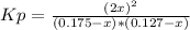 Kp = \frac{(2x)^2}{(0.175-x)*(0.127-x)}