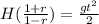 \large H(\frac{1+r}{1-r})=\frac{gt^2}{2}