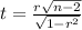 t = \frac{r\sqrt{n-2}}{\sqrt{1- r^2}}