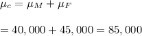 \mu_c=\mu_M+\mu_F\\\\=40,000+45,000=85,000