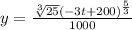 y=\frac{\sqrt[3]{25}\left(-3t+200\right)^{\frac{5}{3}}}{1000}