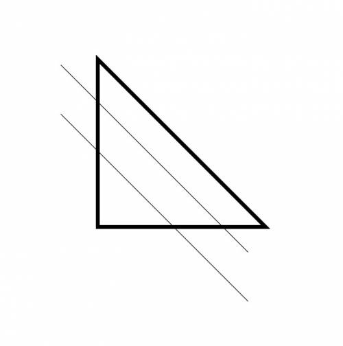 Draw 2 lines to cut each triangle into the given shapes. 1 triangle and 2 trapezoids