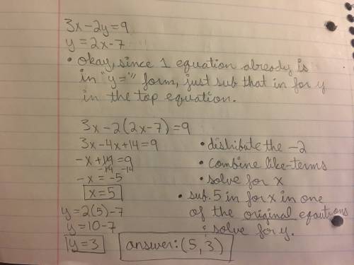 How can i solve each system of liner equations by substitution?
