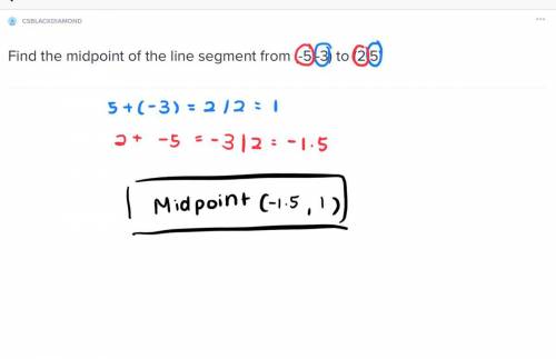 Find the midpoint of the line segment from (-5,-3) to (2,5)