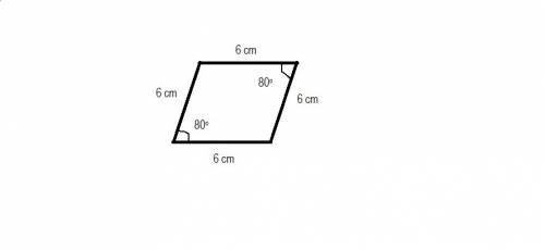Draw a quadrilateral with the given description  a rhombus with 6-centimeter sides and two 80 degree