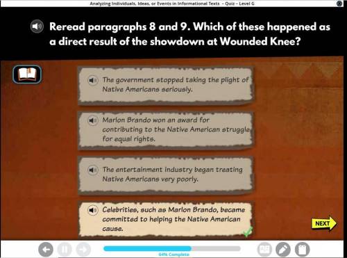 Reread paragraphs 8 and 9. which of these happened as a direct result of the showdown at wounded kne