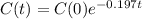 C(t) = C(0)e^{-0.197t}