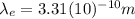 \lambda_{e}=3.31(10)^{-10} m
