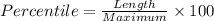 Percentile = \frac{Length}{Maximum} \times 100