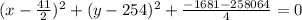 (x-\frac{41}{2})^2+(y-254)^2+\frac{-1681-258064}{4}=0