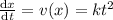 \frac{\mathrm{d} x}{\mathrm{d} t}=v(x)=kt^2