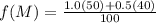 f(M)=\frac{1.0(50)+0.5(40)}{100}