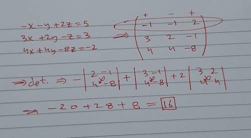 What is the determinant of the coefficient matrix of the system (see attachment)
