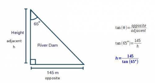 The picture below shows a portion of a river dam:  which of the following can be used to calculate t