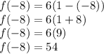 f(-8) = 6(1-(-8))\\f(-8) = 6(1+8)\\f(-8) = 6(9)\\f(-8) = 54
