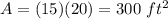 A=(15)(20)=300\ ft^2