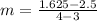 m = \frac{1.625-2.5}{4-3}
