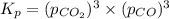 K_p=(p_{CO_2})^3\times (p_{CO})^3