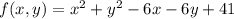 f(x,y)=x^2+y^2-6x-6y+41