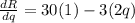 \frac{dR}{dq}=30(1)-3(2q)