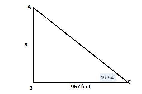 From a boat on the lake, the angle of elevation to the top of a cliff is 15°54'. if the base of the
