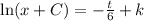 \ln (x+C) = -\frac{t}{6} +k