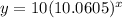 y=10(10.0605)^x