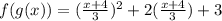 f(g(x))=( \frac{x+4}{3})^2+2( \frac{x+4}{3})+3