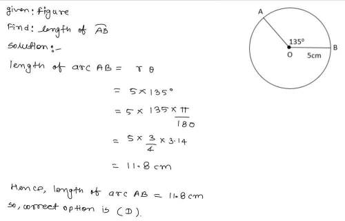 In the diagram, what is the length of arc ab?   a. 4.2 cm b. 12.4 cm c. 13.9 cm d. 11.8 cm