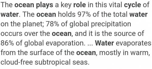 How does the ocean play a role in the water cycle