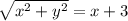 \sqrt{x^{2} +y^{2}}=x+3