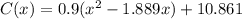 C(x)=0.9(x^2-1.889x)+10.861