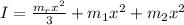 I=\frac {m_r x^{2}}{3} + m_1 x^{2}+ m_2 x^{2}