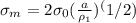 \sigma_m = 2\sigma_0 (\frac{a}{\rho_1})^(1/2)