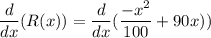 \dfrac{d}{dx}(R(x)) = \dfrac{d}{dx}(\dfrac{-x^2}{100}+ 90x))